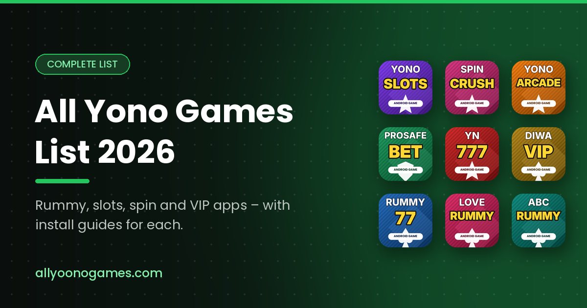 All Yono games list 2026 – icons of Yono rummy, slots and spin apps