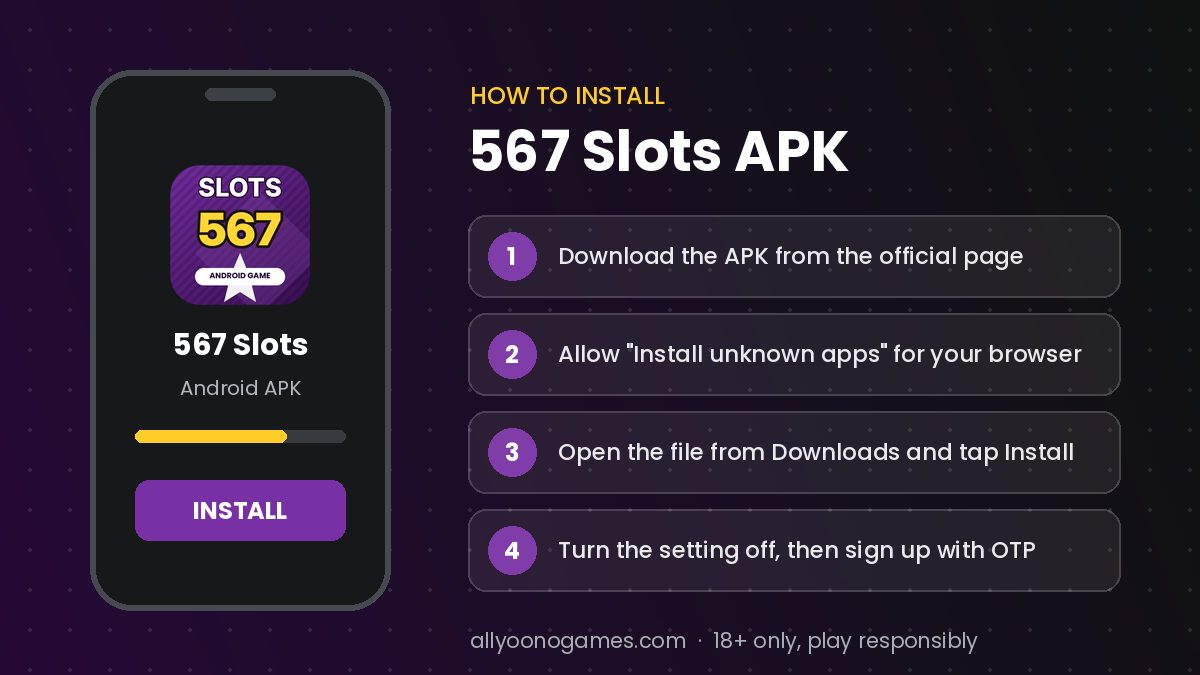 How to install 567 Slots APK on Android – step-by-step