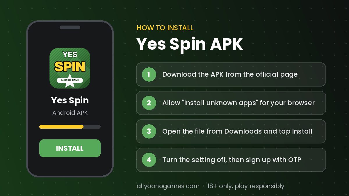 How to install Yes Spin APK on Android – step-by-step