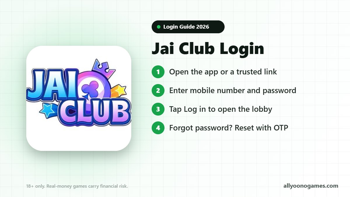 Jai Club login steps on a mobile phone