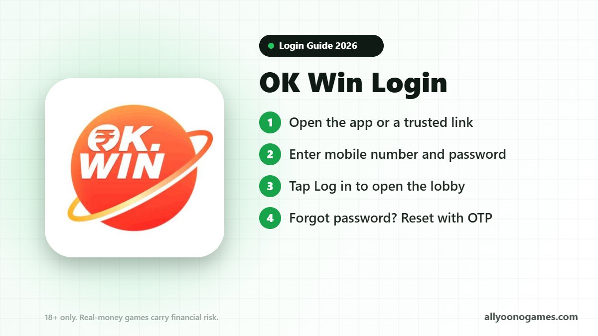 OK Win login steps on a mobile phone