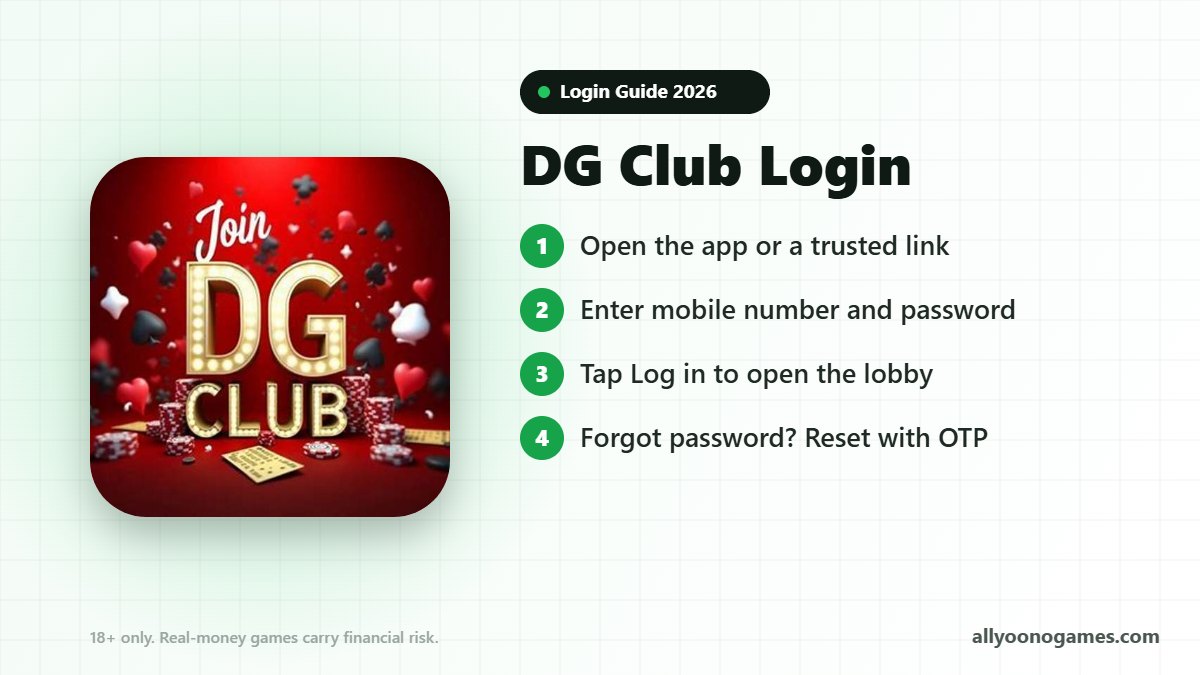 DG Club login steps on a mobile phone