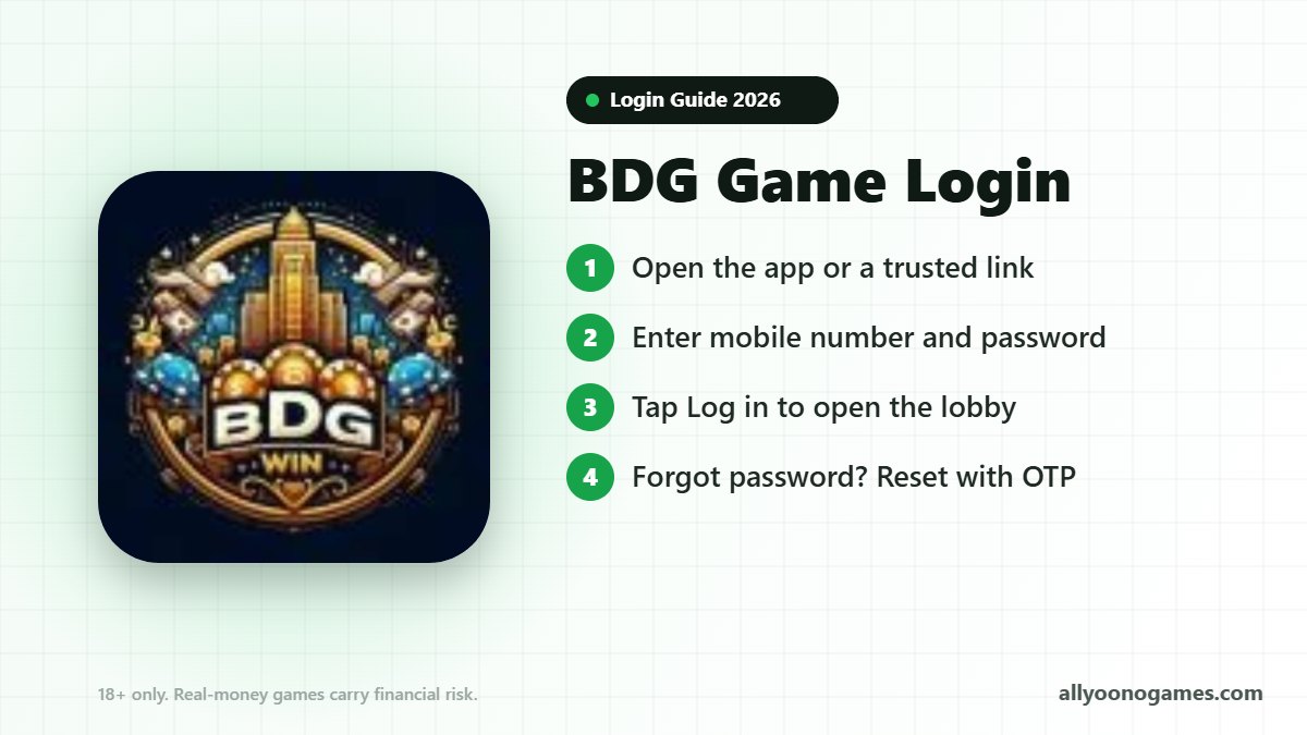BDG Game login steps on a mobile phone
