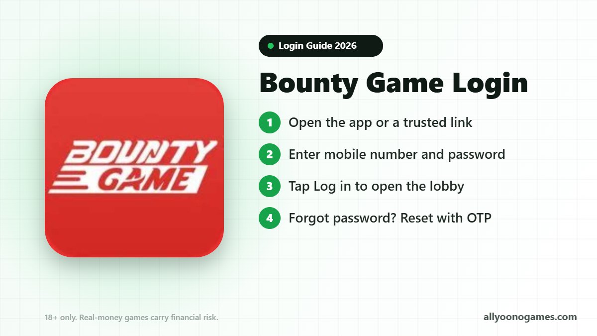 Bounty Game login steps on a mobile phone