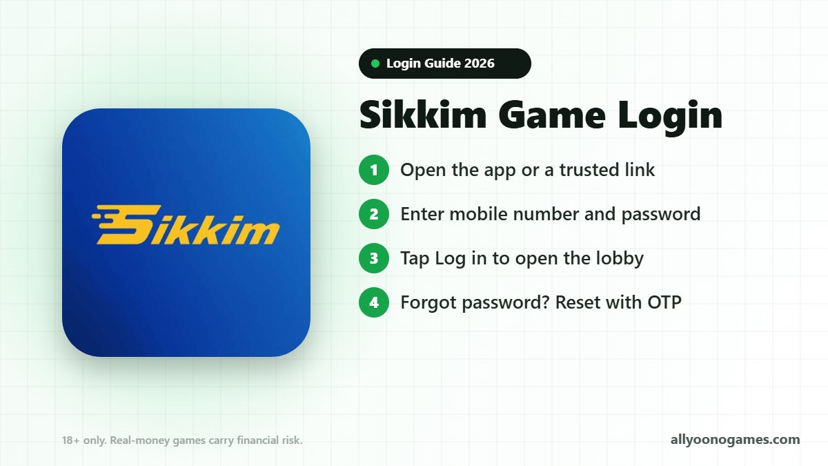 Sikkim Game login steps on a mobile phone
