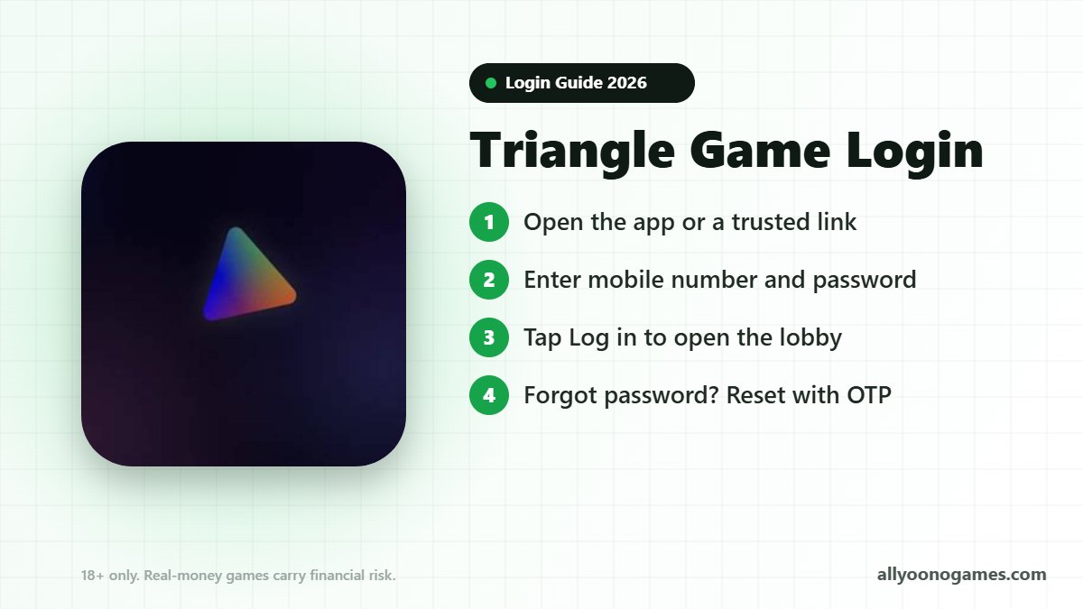 Triangle Game login steps on a mobile phone
