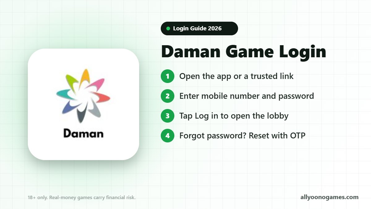 Daman Game login steps on a mobile phone