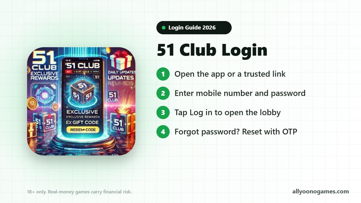 51 Club login steps on a mobile phone
