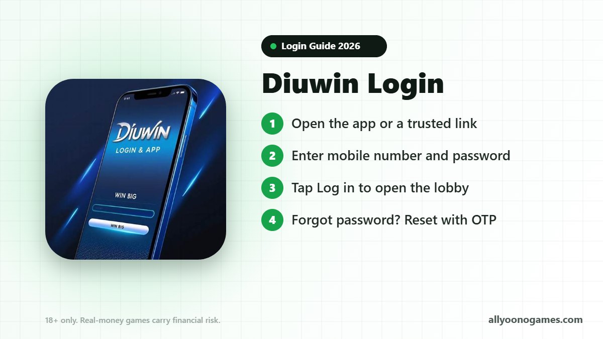 Diuwin login steps on a mobile phone