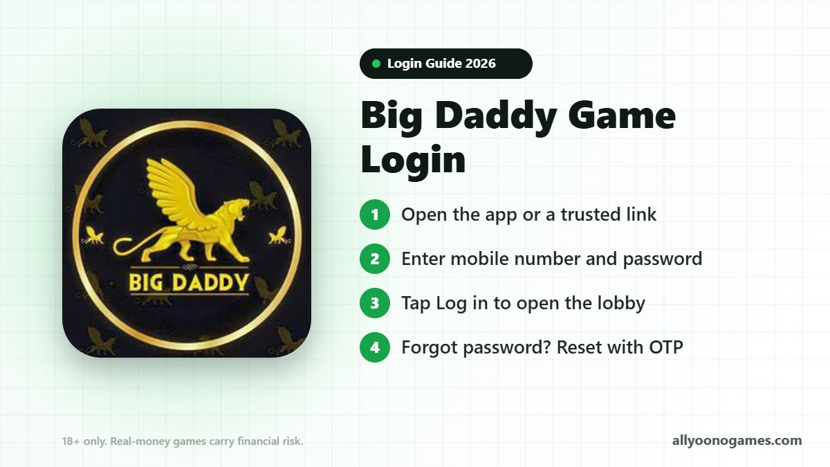 Big Daddy Game login steps on a mobile phone