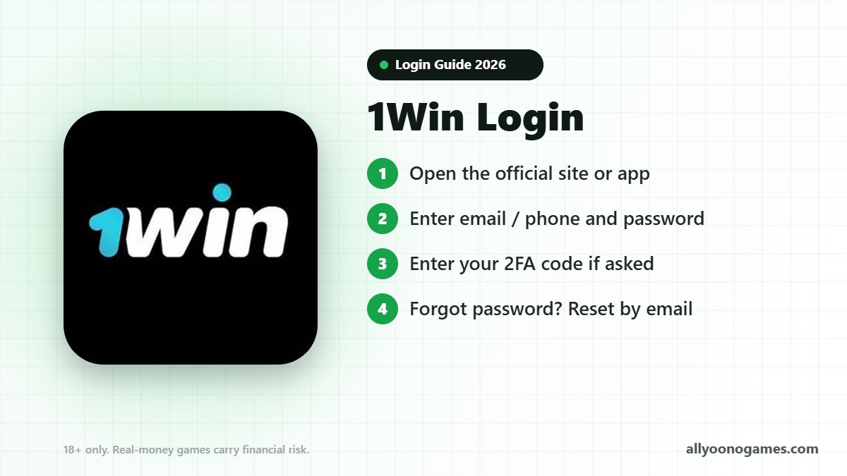 1Win login steps on a mobile phone