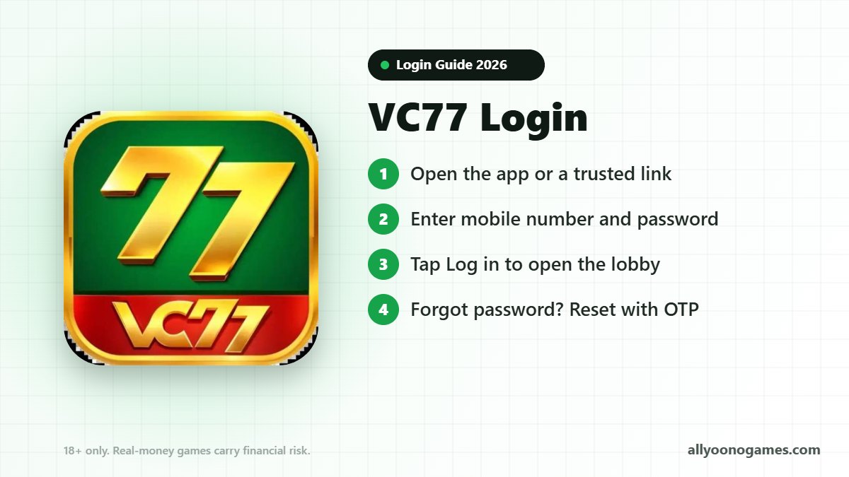 VC77 login steps on a mobile phone