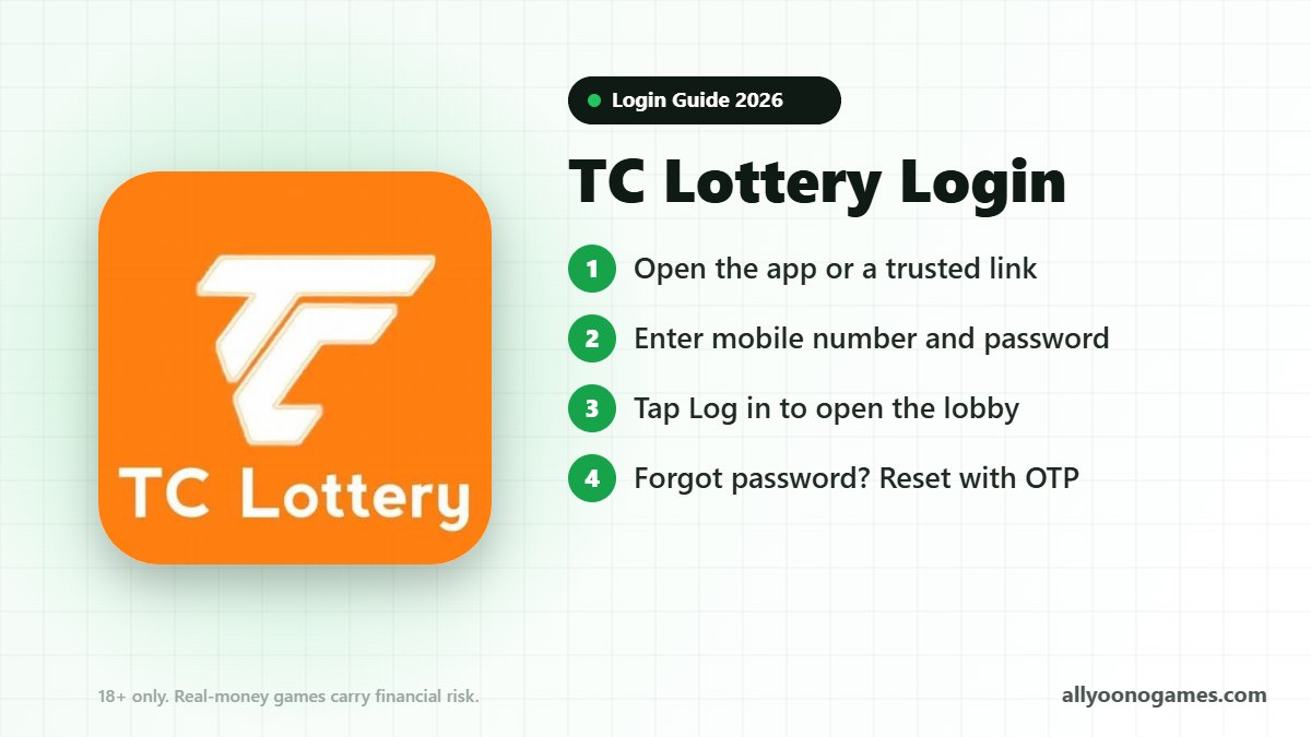 TC Lottery login steps on a mobile phone